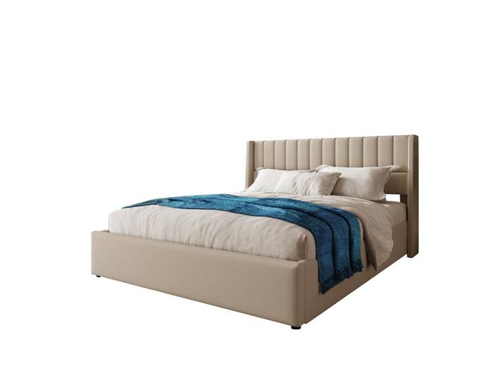 Okwish Polsterbett Stauraumbett 160/200 cm Beige mit hydraulischer Lattenrostfunktion, 160x200 cm, Schlafzimmer, Betten, Polsterbetten