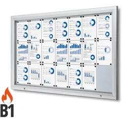 Schaukasten 21x A4, ESG Sicherheitsglas B1 Alu Infokasten wetterfest aussen 21xA4