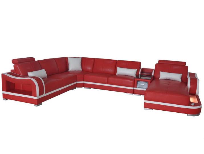 JVmoebel Wohnlandschaft Rotes U-Form Ledersofa mit Polyätherschaum-Polsterung, Made in Europa