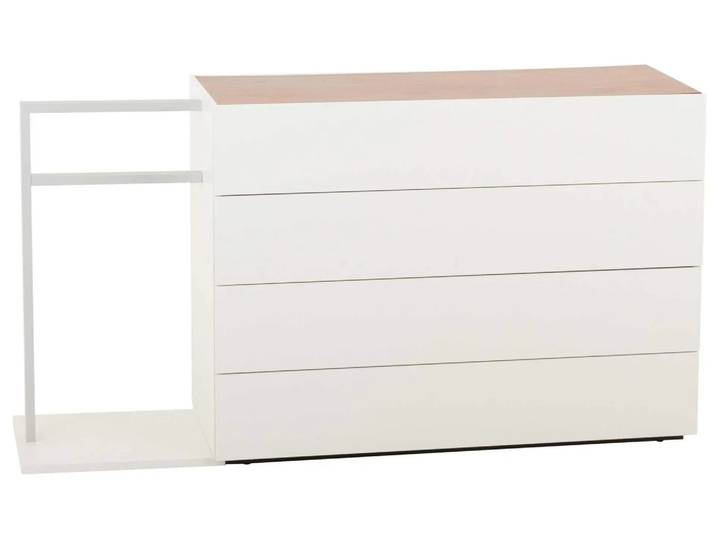 Kommode Primeart, b 148,7 cm t 43 cm h 79,1 Cm, Reinweiss, Nussbaum