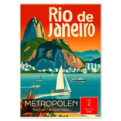 Metropolen Retro-Kalender (Wandkalender 2026 DIN A2 hoch), CALVENDO Monatskalender