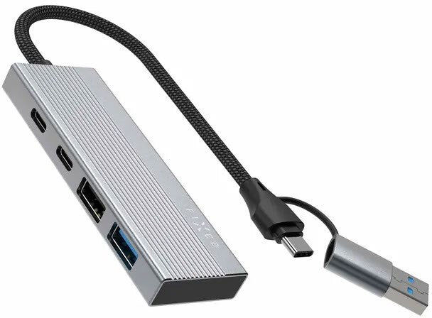 Fixed 4-in-1 USB-C Multiport Hub - 2 x USB-A - 2 x USB-C - Sølv