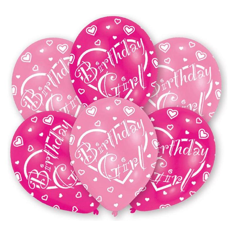 Amscan Ballone Birthday Girl pink 27.5cm in Beutel (6x) (763.995712)