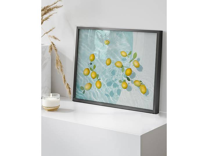 Impression artistique Agrumes frais Revêtement : verre acrylique Structure : hêtre laqué Multicolore 42 x 52cm