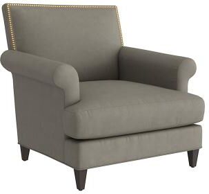 Juliana Leather Chair - Sage Leather, Sage Flannel - Ballard Designs