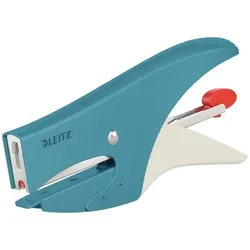 LEITZ Heftzange Cosy, sanftes blau, Metall, für Heftklammern Nr. 10, Leistung 15 Blatt, Hinterlademachanik, Einlegetiefe 50 mm