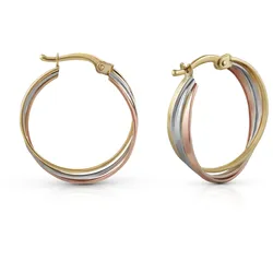 Fascination by Ellen K. Ohrringe Gold 585 dreifarbig 20mm Durchmesser