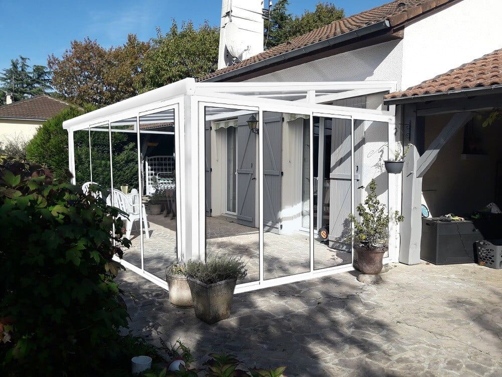 Wismar NFI Wintergarten Classic 400 x 300 cm mit Glasschiebetüren weiß