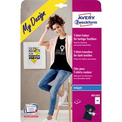 Avery-Zweckform My Design T-Shirt MD1003 Tintenstrahl Textilfolie DIN A4 für farbige Textilien, Optimiert für Tintenstrahl 4 Blatt