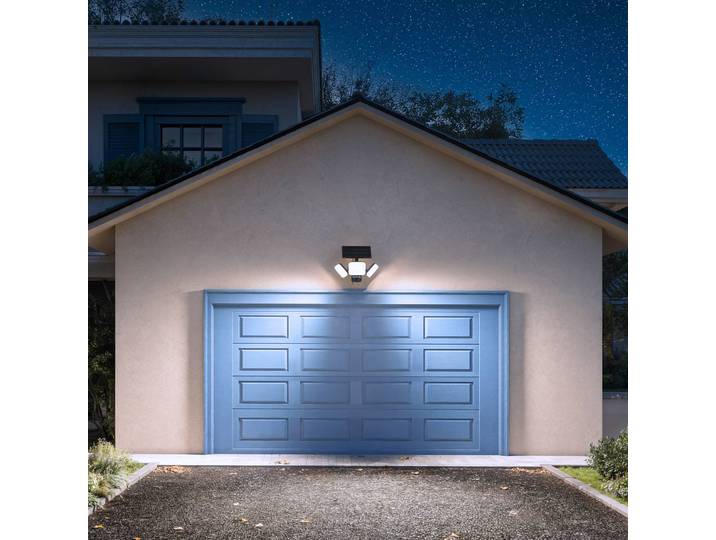 Philips LED-Solarlampe Zyren, schwarz, 5.000 K, Sensor, IP65 Zyren, schwarz, Kunststoff, Wandleuchte außen