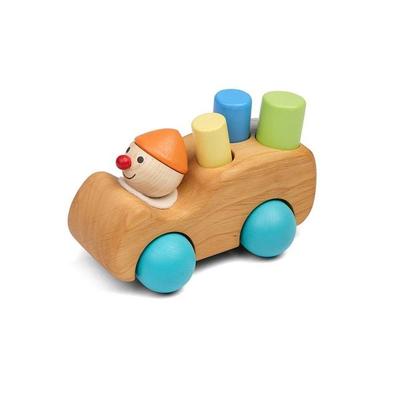 Pfingstweid - Lastwicht Fabian aus Erle mit 3 bunten Spielsteinen, Buche, in unterschiedlichen Durchmessern, Räder aus Buche, Holz