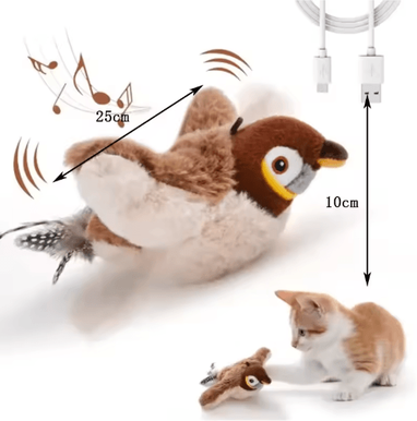 Inspire Picks Interactive Bird Sound Plush Cat Toy With Elastic Rope larger 10x25cm