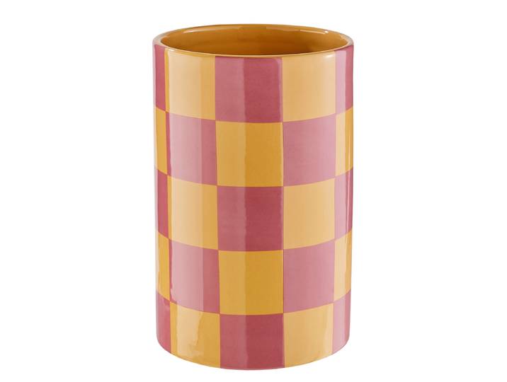 Vase CHECKER 13 x 22 x 13cm Orange/Orange/Rot