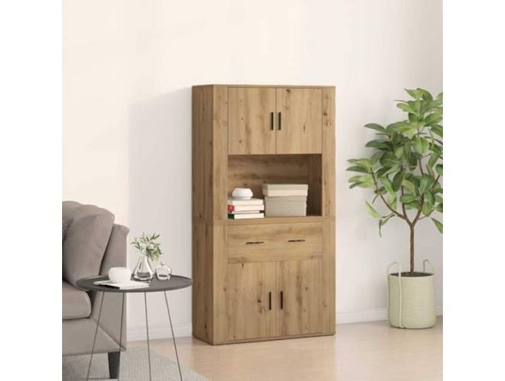 RJPLMFV Buffetoberteil Chene Handwerk, 80 x 33 x 150 cm Holzrückwand, Türen und Schubladen, Aufbewahrung für Geschirr, rustikaler Stil für Wohnzimmer