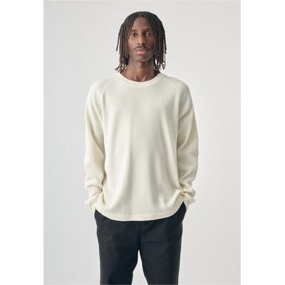 Strickpullover CLEPTOMANICX "Boxy Crewneck Thermal", Herren, Gr. XL, weiß (beige), 100% Baumwolle, unifarben, normal, Rundhals, Pullover Strickpullover, im lockeren Schnitt