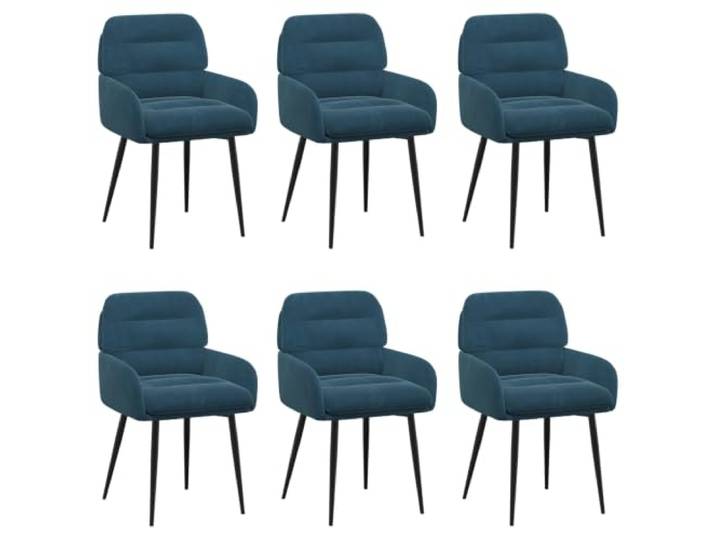 KLGBNCVE Esszimmerstühle 6 STK Samt Blau 59 x 59,5 x 90 cm Atmungsaktiver Sitz, Metallrahmen, Schaumstoffpolsterung, Polyester-Armlehnen, leicht abwischbar, pflegeleicht