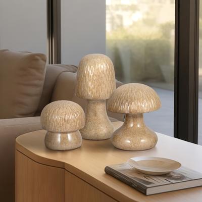 "Sagebrook Home Cassoria Novelty Ceramic Mushrooms (Set of 3) - 6"" x 6"" x 14"""