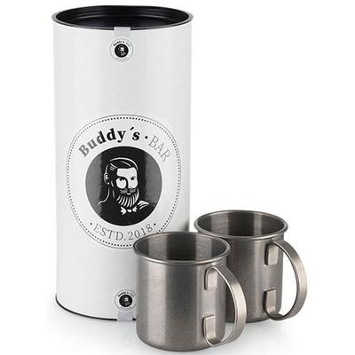 Becher BUDDY'S "Buddy´s Bar", silber (silberfarben, edelstahlfarben), B:13cm H:9cm Ø:9cm, Edelstahl, Trinkgefäße, Cocktailbecher, Moscow Mule Becher, 450 ml, hochwertiger Edelstahl, Edelstahl Antik