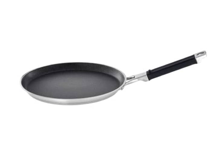RÖSLE SILENCE PRO Crêpes Pfanne, Hochwertige Bratpfanne mit kratzfester Premium-Antihaftversiegelung ProResist, Edelstahl 18/10, induktionsgeeignet, spülmaschinengeeignet, 28 cm