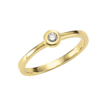 Fingerring OROLINO "Gold 750 mit Brillant 0,07ct." Gr. 56, gelb, Fingerringe, Damen, 056 (17,8), 0,07 SI = kleine Einschlüsse, Gold, Fingerring