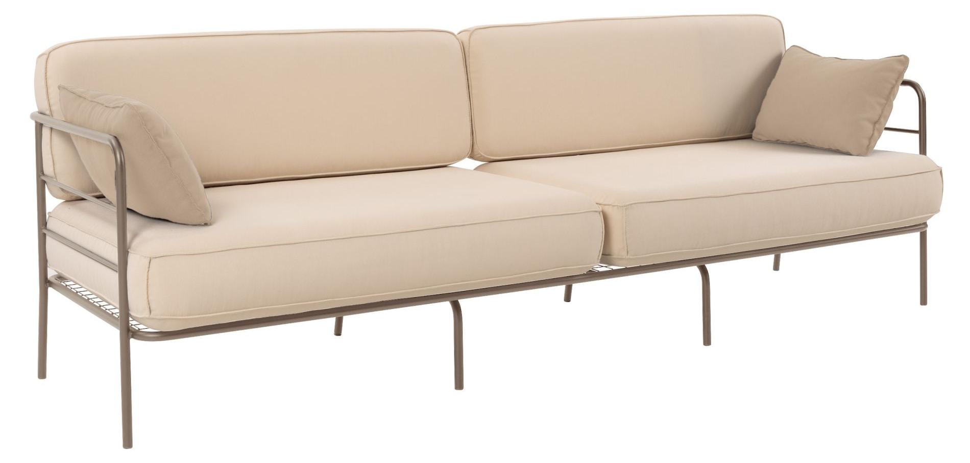 Selsey Preggel - Garten-Sofa 3-Sitzer, wasserabweisend, beige/beiges Gestell