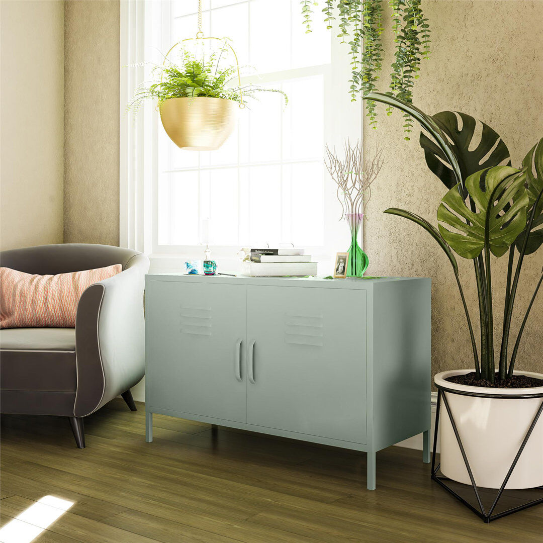 Borough Wharf 2-door metal locker accent cabinet Pale Green 64cm H X 100cm W X 40cm D
