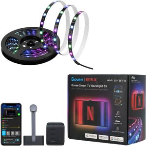 Govee LED-Streifen Netflix Envisual TV, dimmbar, weiß + RGB, für innen, 230 V, selbstklebend, App-fähig, 1,2 m