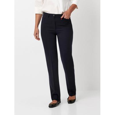 Bügelfaltenhose RELAXED "Steffi", Damen, Gr. 40, Lang, blau (navy 059), Stoff, Obermaterial: 100% Polyester PES., unifarben, slim fit normal, Hosen, aus knitterfreiem Material