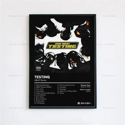 Uplift Essentials ASAP Rocky Testing Album Poster Iconic Rap Music Wall Art & Tracklist Canvas Print For Home Decor style 1 7.9 X 11.8 In
