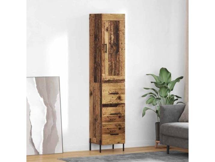 RJPLMFV Oberer Schrank aus Holz, antik, 34,5 x 34 x 180 cm Holzwerkstoff, geräumige Aufbewahrung, modernes Design, mehrere Regale, stabil und langlebig