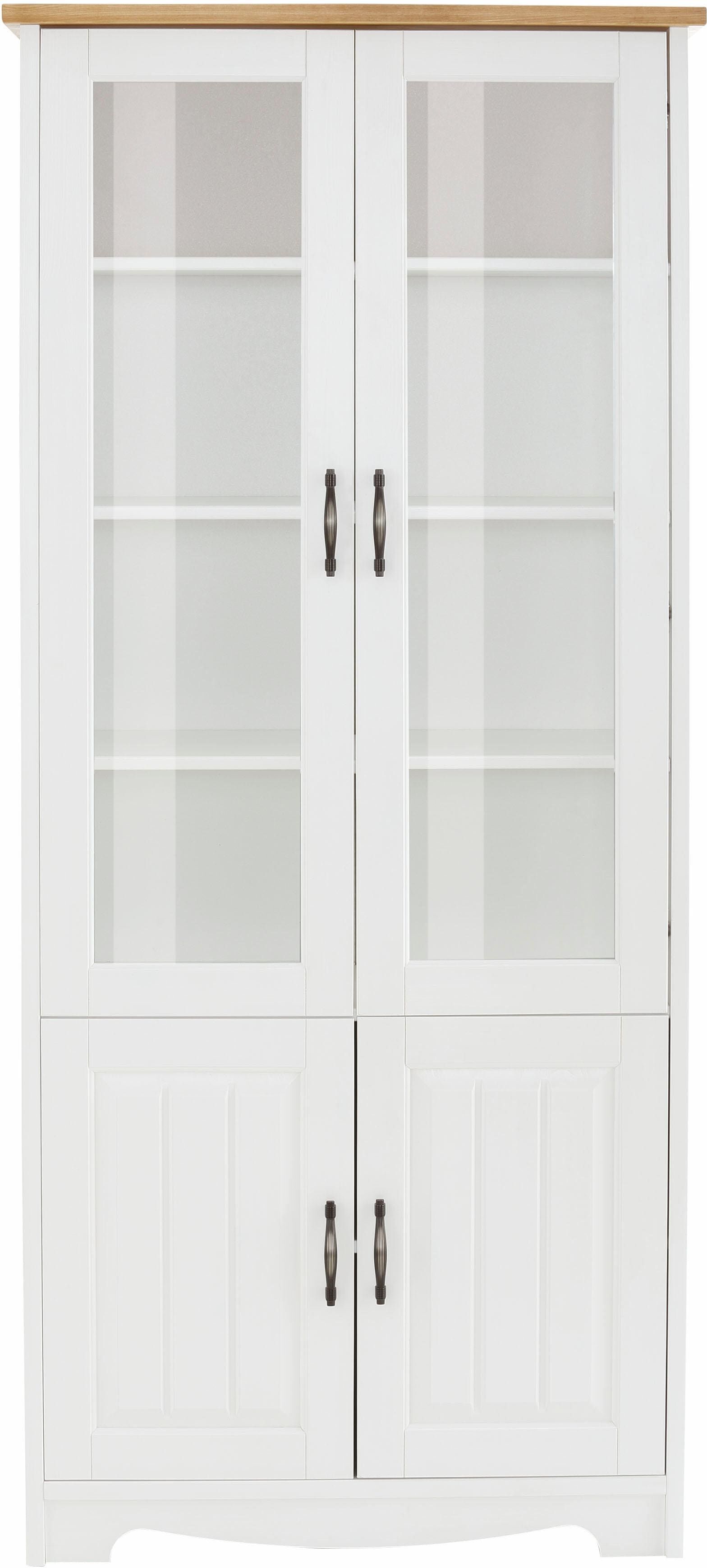 Vitrine GOODPRODUCT "Trinidad", gelb (weiß, honigfarben), Schränke, Vitrine, 4-türig, Breite 85 cm weiß, honigfarben Einheitsgröße