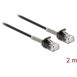 Delock Kabel RJ45 Stecker zu RJ45 Stecker mit Knickschutz Cat.6A 2 m schwarz