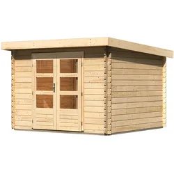 Karibu Gartenhaus Blockbohlenhaus Olaf 5 mit erhöhter Schneelast (300 kg/m2) - 28 mm-297 x 297 cm-naturbelassen