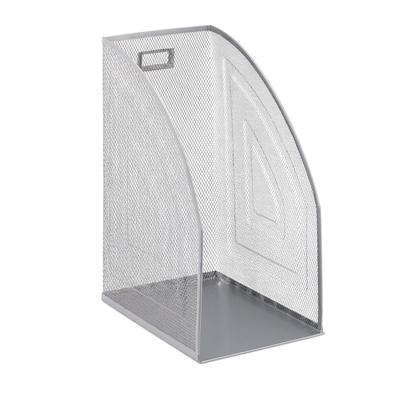 Relaxdays Stehsammler Metall, DIN A4, Stehordner breit, Mesh, Zeitschriftensammler Büro, HBT: 32 x 16 x 24,5 cm, silber