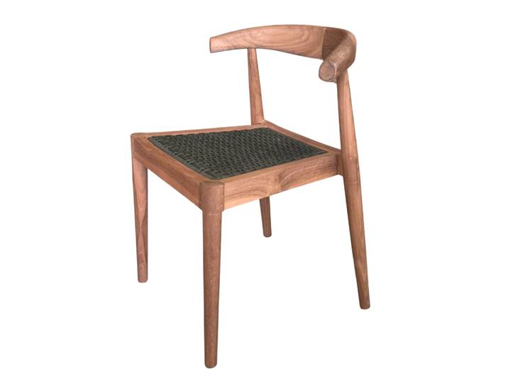 Chaise en bois de teck et corde synthétique verte
