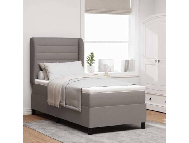 Verstellbares Boxspringbett mit mittelfester Matratze Modernes Stoff Design Boxspringbett mit Matratze Taupe 100x200 cm Stoff Polsterbett verstellbares Kopfteil mit Topper Modernes Schlafzimmer Set