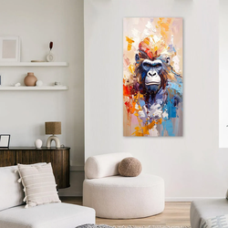 LEINWANDBILD Bunte Gorilla-Abstraktmalerei 50x100cm