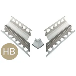 Schlüter Systems DILEX-HKS-E/E 90° Vorgeschnittene Ecke 90° Höhe = 18 mm, Installationshöhe = 11 mm Edelstahl V2A HB - Hellbeige Höhe: 18 mm