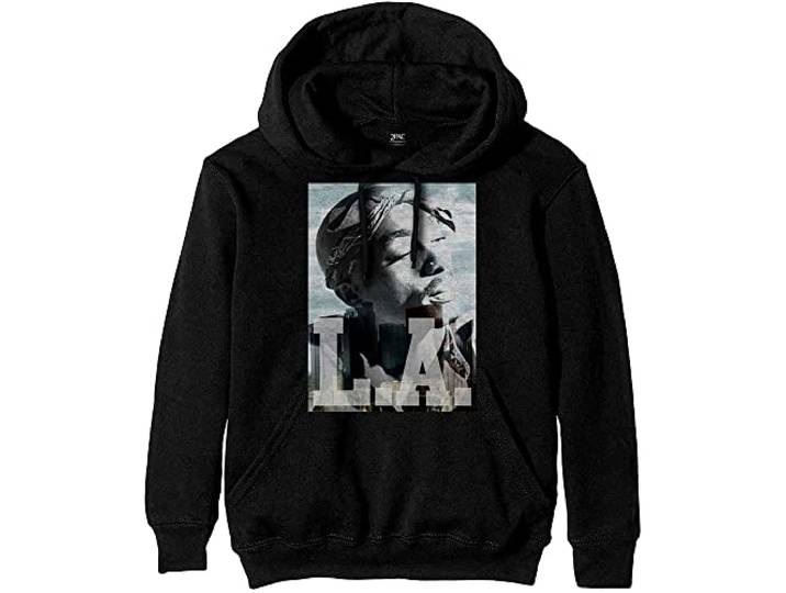 Tupac Unisex Pullover Hoodie: LA Skyline - Medium - Black