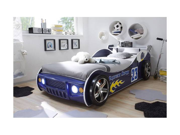Möbel Akut Autobett Energy Kinderbett Bett blau mit Matratze Lattenrost