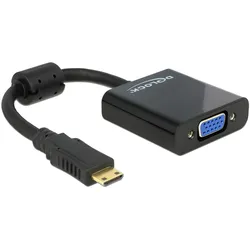 Delock Monitorkonverter Mini-C HDMI zu VGA,schwarz (Mini HDMI, VGA), Video Adapter, Schwarz