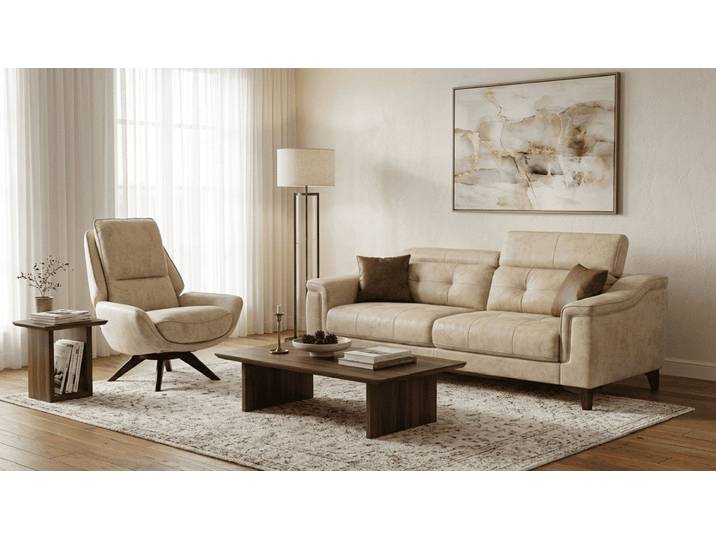 Xlmoebel Polstergarnitur Beiges 2-teiliges Polster Set für stilvolles Wohnzimmer mit, (2-tlg), Made in Europa