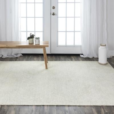 NAVATEXTURA Trace Ivory and Grey Geometric Hand-tufted Wool Rug
