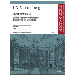 Divertimento a tre F-Dur für Viola, Violoncello und Kontrabass Stimmen, Fachbücher von Johann Georg Albrechtsberger