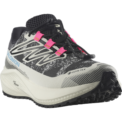 Laufschuh SALOMON "AERO FLOW GRVL GORE-TEX", Damen, Gr. 37, schwarz-weiß (vanilla ice, schwarz, knockout pink), Synthetik, Textil, Schuhe Laufschuh, wasserdicht