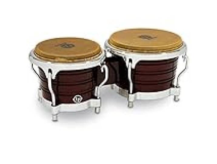 Latin Percussion Generation II Bongos en bois 7 1/4 + 8 5/8 Chromé/Marron