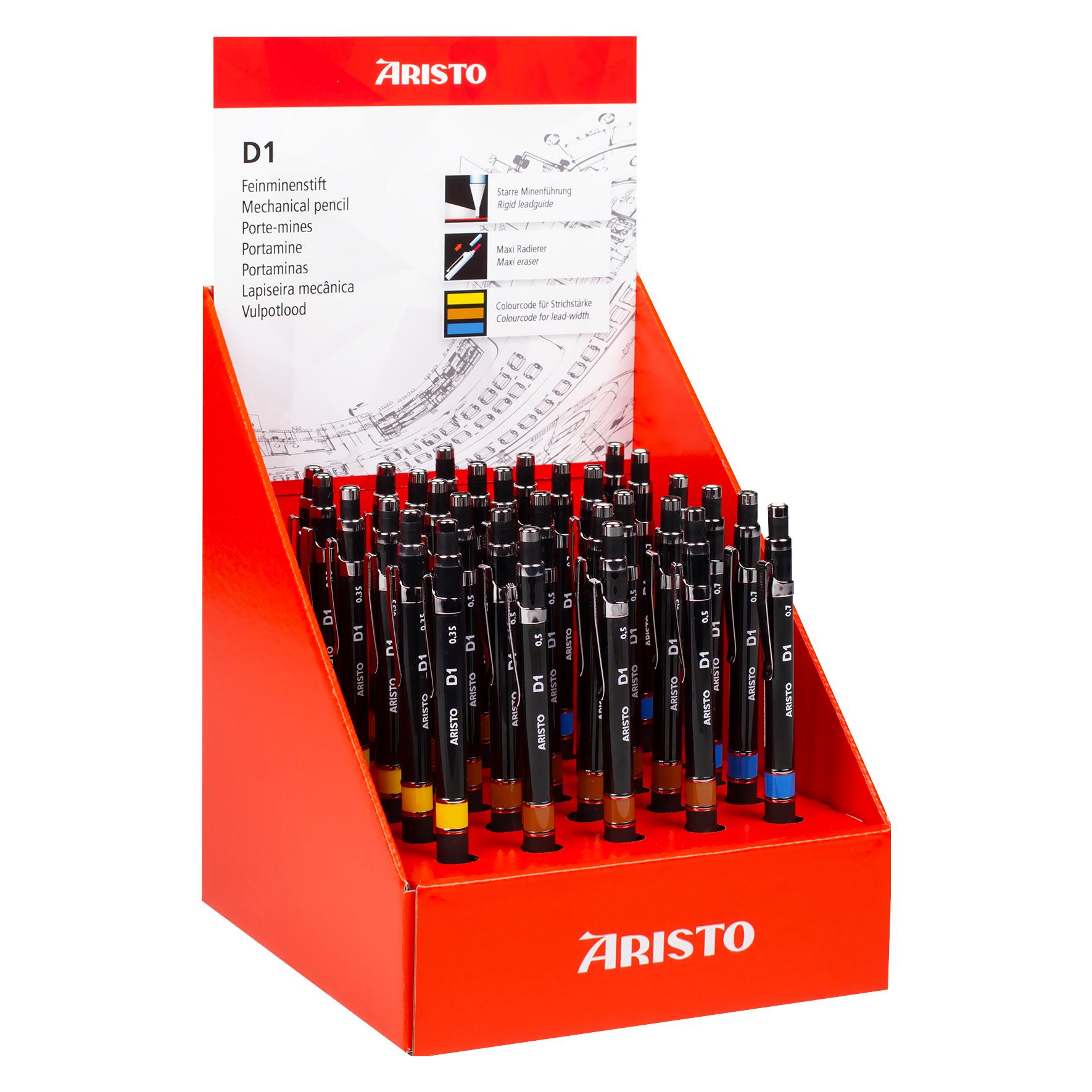 Aristo Feinminenstift D1 Display 30, 7x.35, 15x.5, 8x.7, schwarz (0.35 mm, 30x) (VD85942)