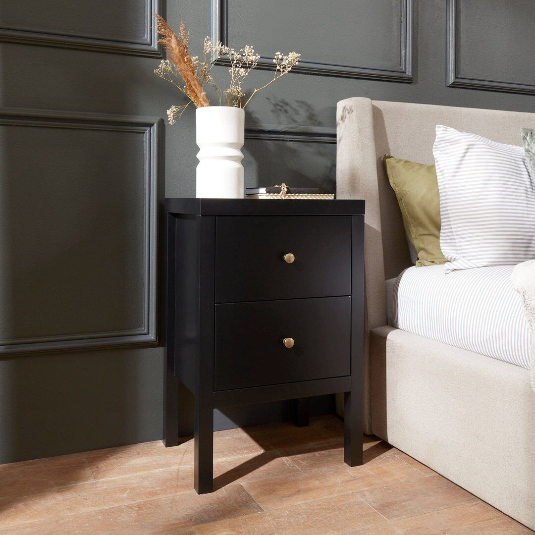 ClassicLiving Adelphi 45 cm W Bedside Table Black 70cm H X 45cm W X 35cm D