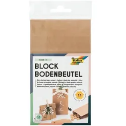 folia 15er-Set Blockbodenbeutel Größe S braun, 17.5x5.5 cm
