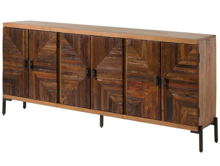 Massivmoebel24 Sideboard LYON Altholz Massivholz natur (Massivholz teilmontiert 104 kg LYON #111), Altholz 206x40x93 cm natur lackiert